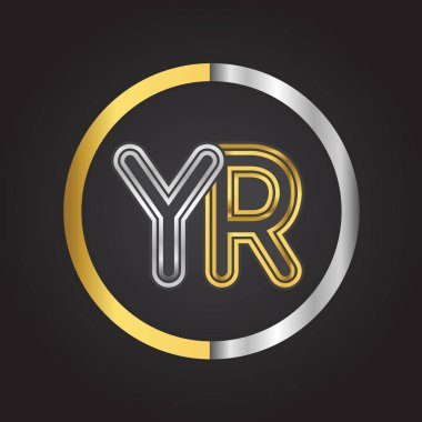 Gümüş altın harfler yr ile vektör çizim