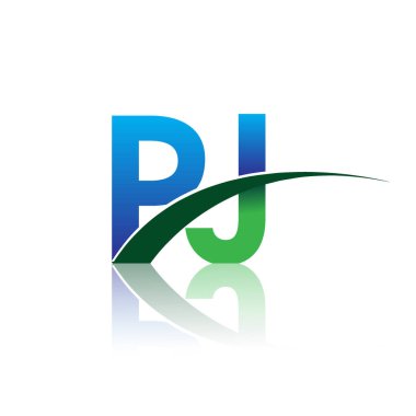 mavi ve yeşil harfler pj vektör çizim