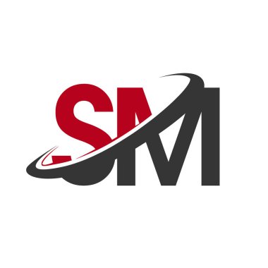 Kırmızı ve siyah alfabesi harfleri sm basit vektör çizim