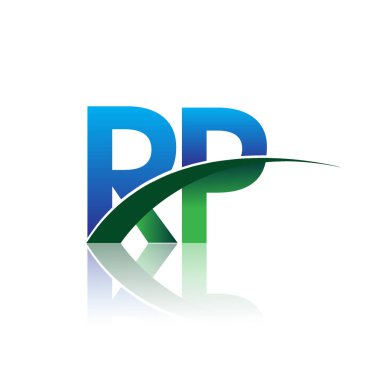 mavi ve yeşil harfler rp vektör çizim