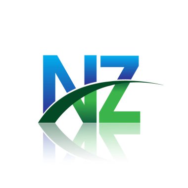 mavi ve yeşil harfler nz vektör çizim