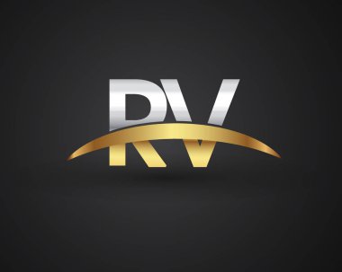 RV harfler ilk logo kimlik illüstrasyon