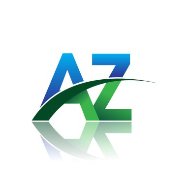 harfler az ile mavi ve yeşil vektör logo