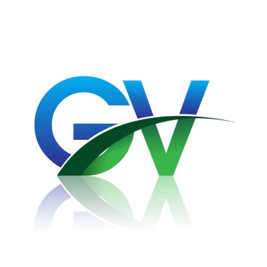 mavi ve yeşil harfler gv vektör çizim