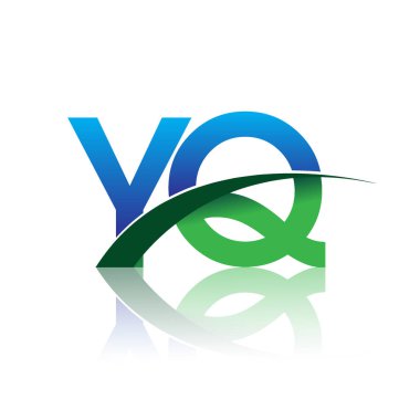 mavi ve yeşil harfler yq vektör çizim