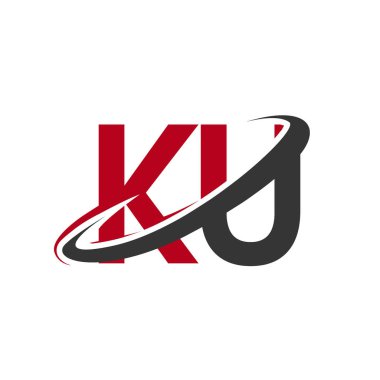 Kırmızı ve siyah alfabesi harfleri ku vektör çizim