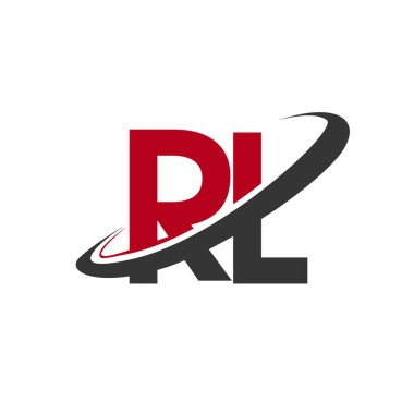 Kırmızı ve siyah alfabesi harfleri rl basit grafik vektör çizim