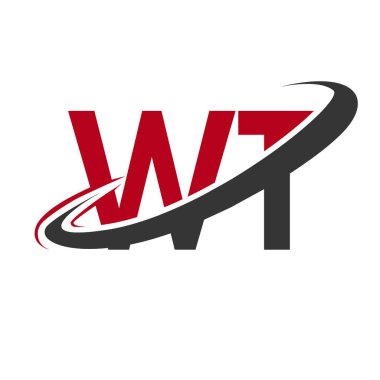 Kırmızı ve siyah harfler wt vektör çizim