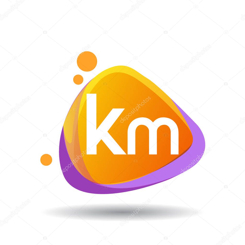Colorful vector logotype with letters km
