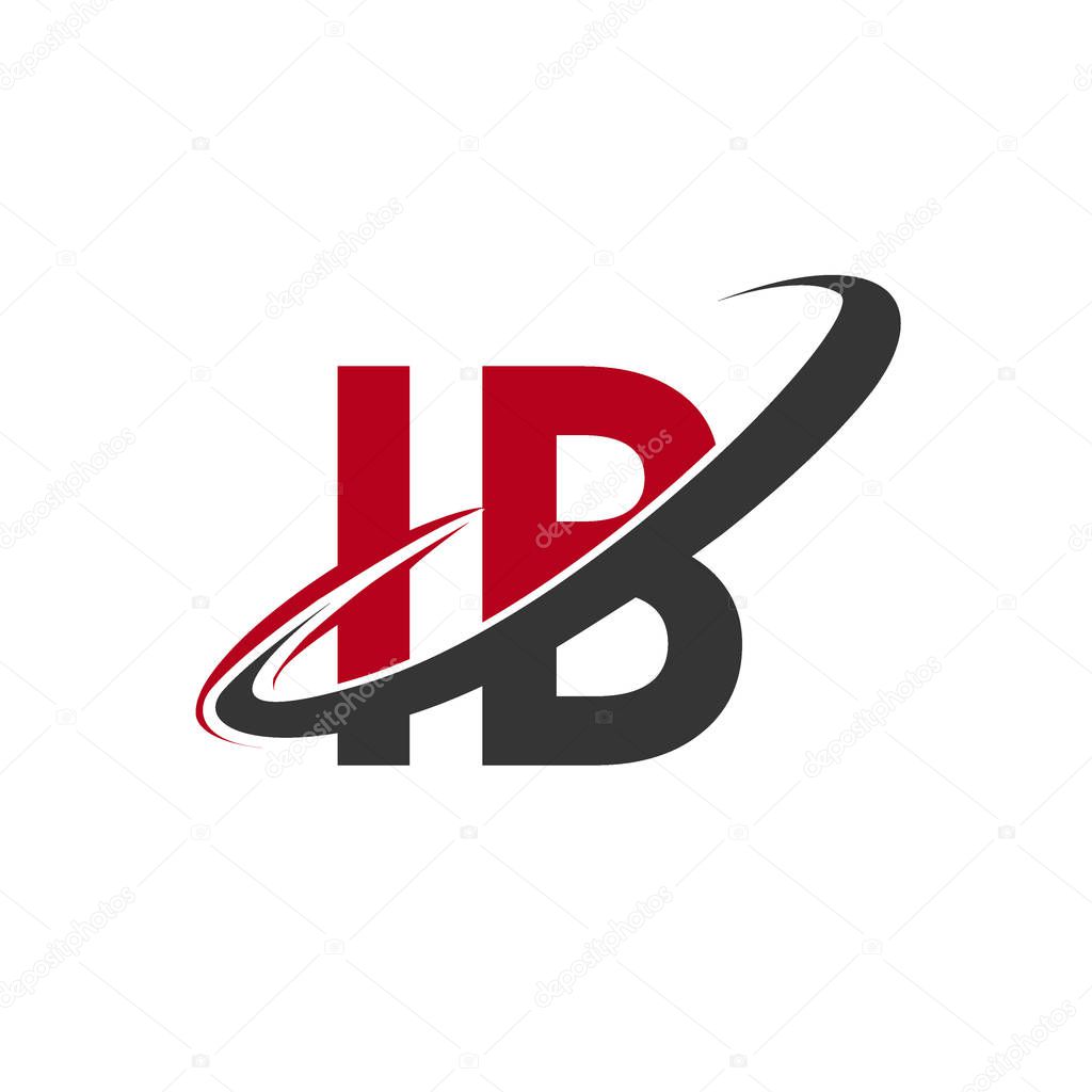 Vector illustration of red and black letters ib