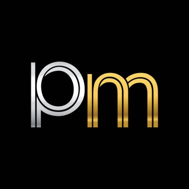 vektör çizimi gümüş ve altın harfler pm