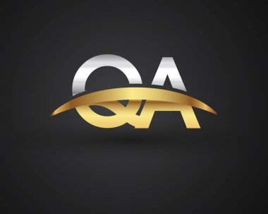 Gümüş ve altın harfler qa vektör çizim