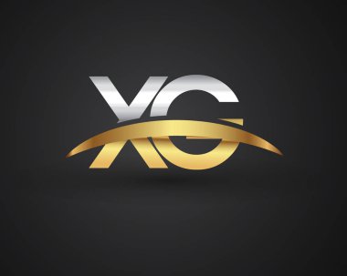 Gümüş ve altın harfler xg vektör çizim