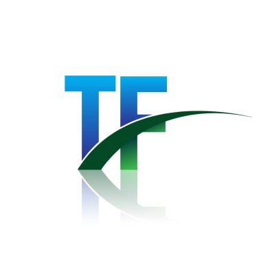 mavi ve yeşil harfler tf vektör çizim