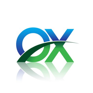 mavi ve yeşil harfler öküz vektör çizim