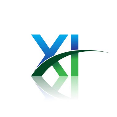 vektör çizim mavi ve yeşil harf xi