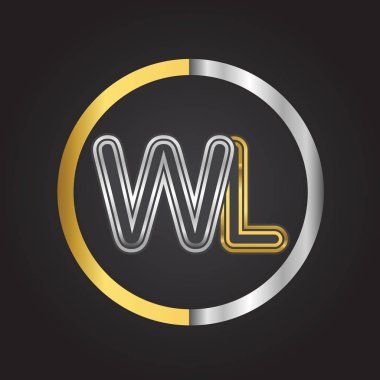 Gümüş altın ile vektör çizim wl mektuplar