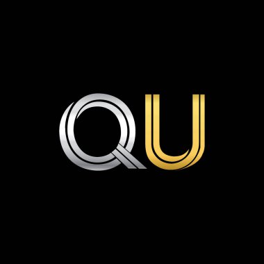 Gümüş ve altın harfler qu vektör çizim