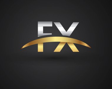 fx vektör çizim gümüş ve altın harfler