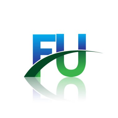 mavi ve yeşil harfler fu vektör çizim