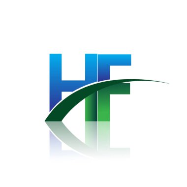 mavi ve yeşil harfler hf vektör çizim