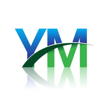 mavi ve yeşil harfler ym vektör çizim