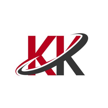 Kırmızı ve siyah alfabesi harfleri kk vektör çizim