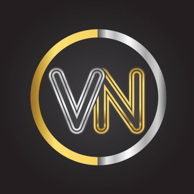 Gümüş altın harfler vn ile vektör çizim