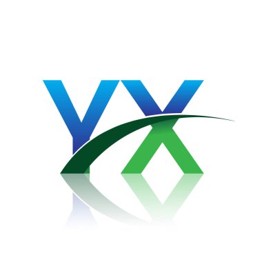 mavi ve yeşil harfler yx vektör çizim