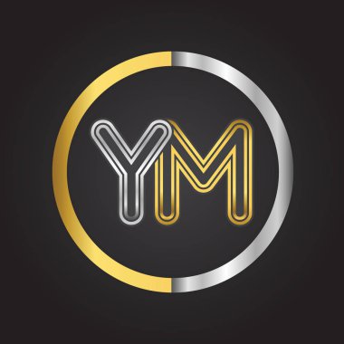 Gümüş altın harfler ym ile vektör çizim