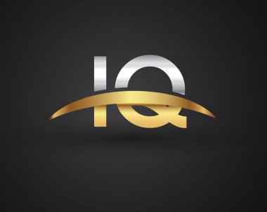IQ vektör çizim gümüş ve altın harfler