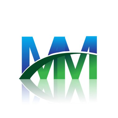 mavi ve yeşil harfler mm vektör çizim