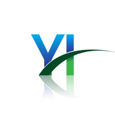 mavi ve yeşil harfler yi vektör çizim