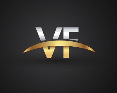 vf vektör çizim gümüş ve altın harfler