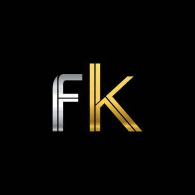 Gümüş ve altın harfler fk vektör çizim
