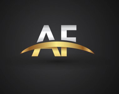 af vektör çizim gümüş ve altın harfler