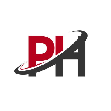 Kırmızı ve siyah alfabesi harfleri ph basit grafik vektör çizim