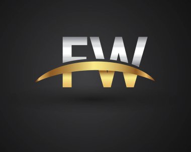 Gümüş ve altın harfler fw vektör çizim