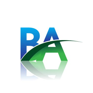 mavi ve yeşil vektör logo harfleri ba ile