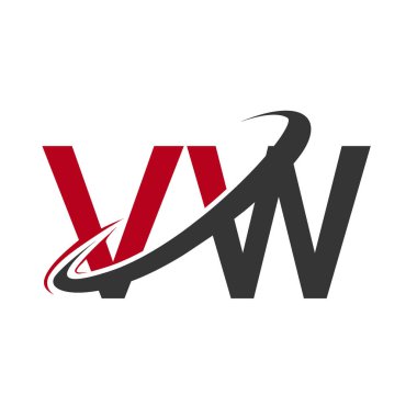 Kırmızı ve siyah harfler vw vektör çizim