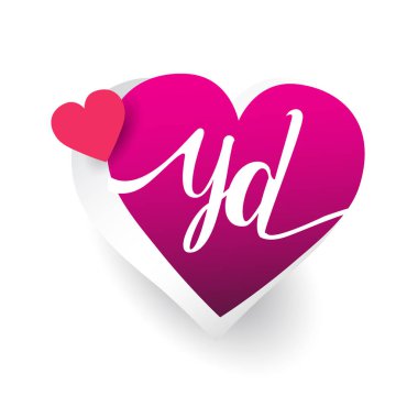 pembe ve kırmızı Kalpler, alfabe harfleri yd vektör çizim