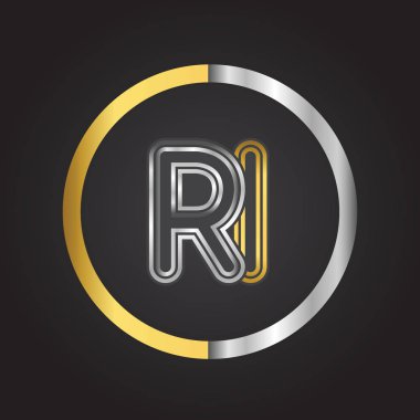 Altın vektör çizim RI harfleri