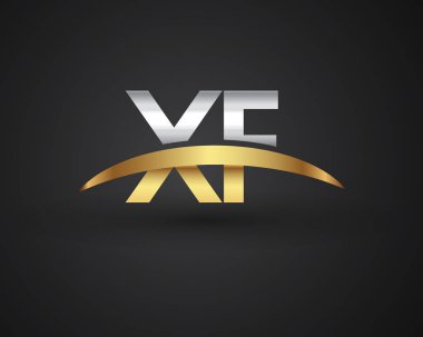 Gümüş ve altın harfler xf vektör çizim