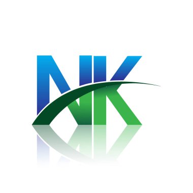 mavi ve yeşil harfler nk vektör çizim