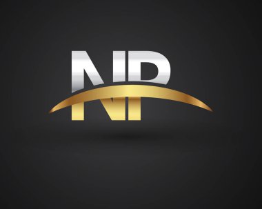 Gümüş ve altın harfler np vektör çizim