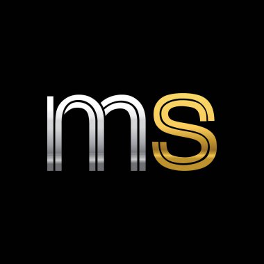 Gümüş ve altın harfler ms vektör çizim