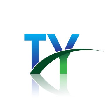 mavi ve yeşil harfler ty vektör çizim