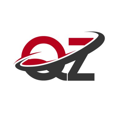 Kırmızı ve siyah alfabesi harfleri qz basit grafik vektör çizim