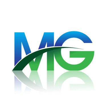 mavi ve yeşil harfler mg vektör çizim