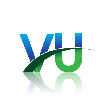 mavi ve yeşil harfler vu vektör çizim